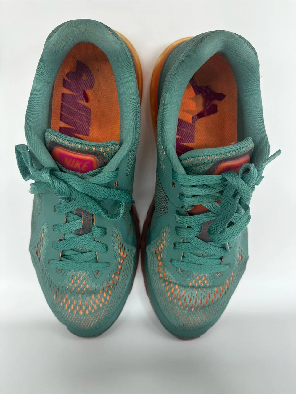 Nike Air Max 2013 Women’s Sneakers US 10 Teal Orange Running Training Shoes